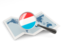 Luxembourg. Magnified flag with map. Download icon.
