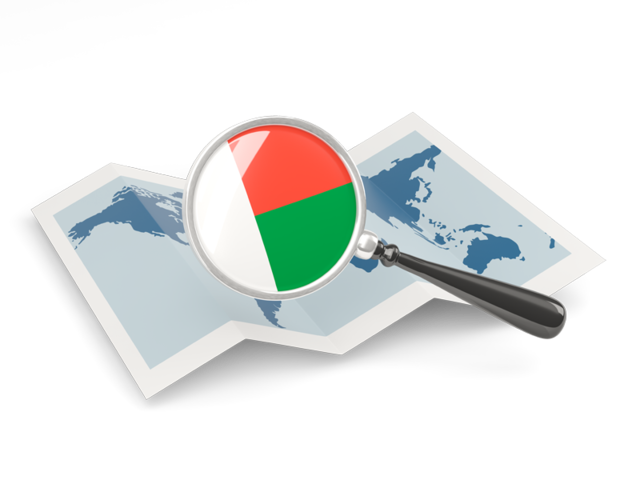 Magnified flag with map. Download flag icon of Madagascar at PNG format