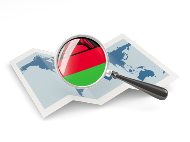 Magnified flag with map. Download flag icon of Malawi at PNG format