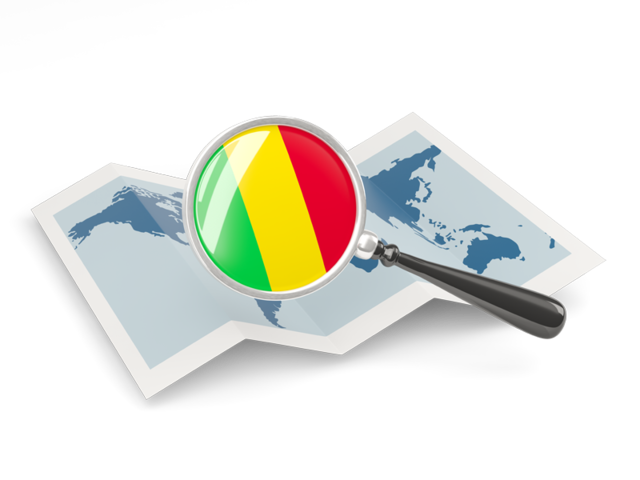 Magnified flag with map. Download flag icon of Mali at PNG format