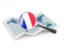 Mayotte. Magnified flag with map. Download icon.