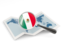 Mexico. Magnified flag with map. Download icon.