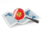 Montenegro. Magnified flag with map. Download icon.