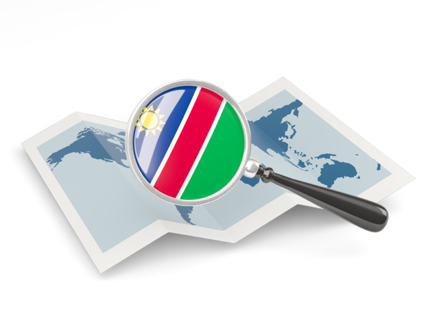 Magnified flag with map. Download flag icon of Namibia at PNG format