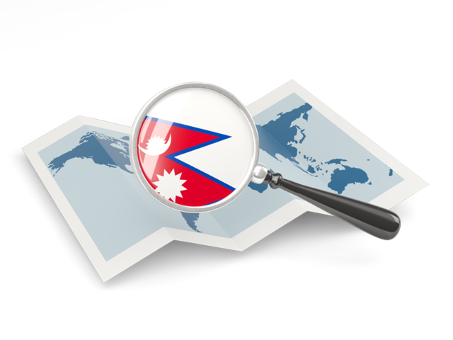 Magnified flag with map. Download flag icon of Nepal at PNG format