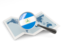 Nicaragua. Magnified flag with map. Download icon.