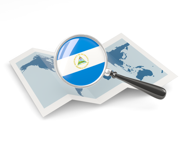 Magnified flag with map. Download flag icon of Nicaragua at PNG format