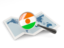 Niger. Magnified flag with map. Download icon.