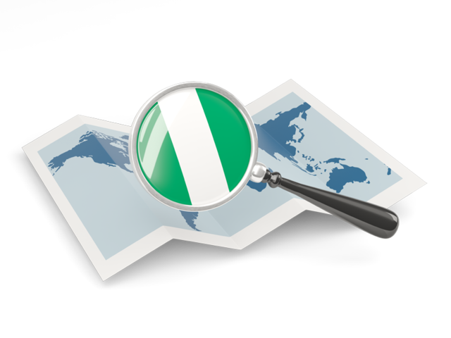 Magnified flag with map. Download flag icon of Nigeria at PNG format