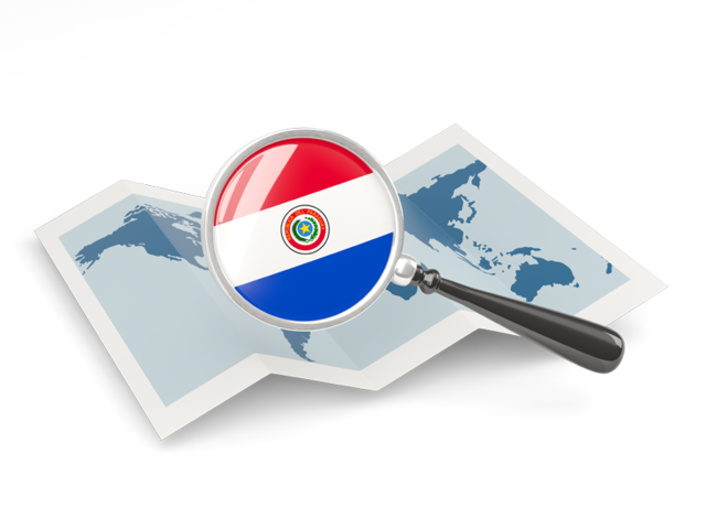 Magnified flag with map. Download flag icon of Paraguay at PNG format