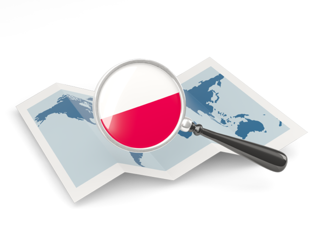 Magnified flag with map. Download flag icon of Poland at PNG format