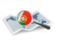 Portugal. Magnified flag with map. Download icon.