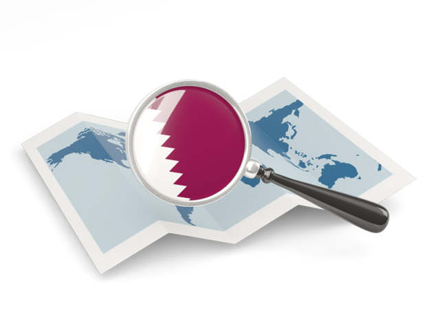 Magnified flag with map. Download flag icon of Qatar at PNG format