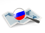 Russia. Magnified flag with map. Download icon.