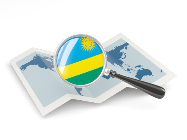 Magnified flag with map. Download flag icon of Rwanda at PNG format