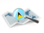 Saint Lucia. Magnified flag with map. Download icon.