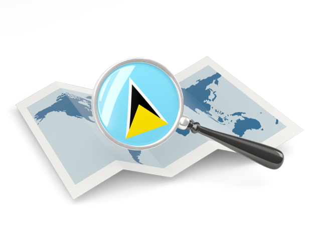 Magnified flag with map. Download flag icon of Saint Lucia at PNG format
