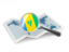 Saint Vincent and the Grenadines. Magnified flag with map. Download icon.