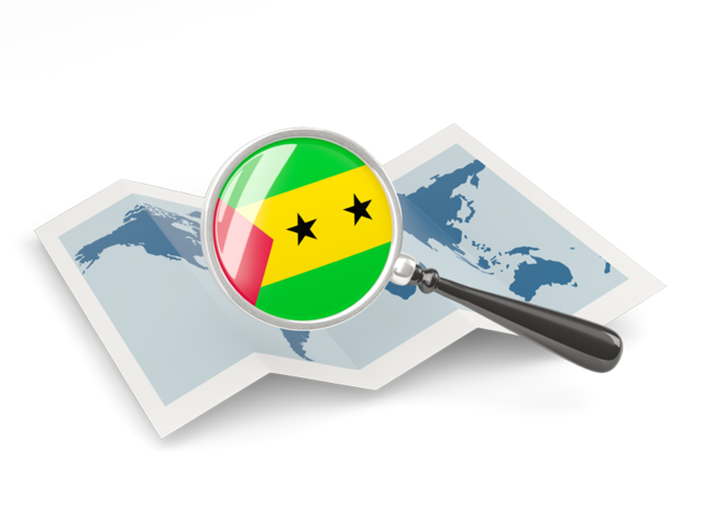 Magnified flag with map. Download flag icon of Sao Tome and Principe at PNG format