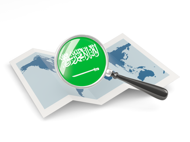 Magnified flag with map. Download flag icon of Saudi Arabia at PNG format