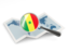 Senegal. Magnified flag with map. Download icon.