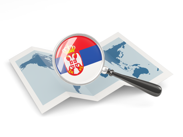 Magnified flag with map. Download flag icon of Serbia at PNG format