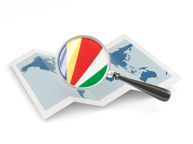 Magnified flag with map. Download flag icon of Seychelles at PNG format