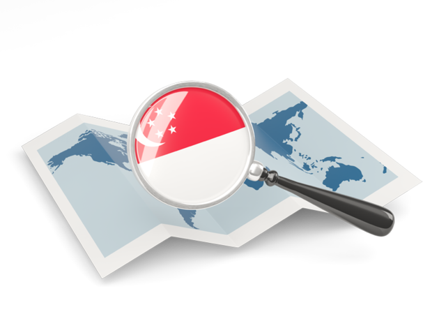Magnified flag with map. Download flag icon of Singapore at PNG format
