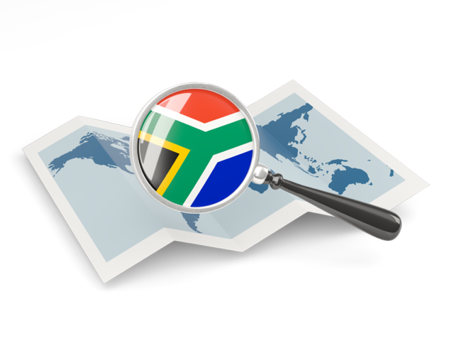 Magnified flag with map. Download flag icon of South Africa at PNG format