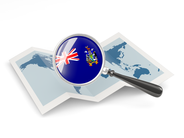 Magnified flag with map. Download flag icon of South Georgia and the South Sandwich Islands at PNG format