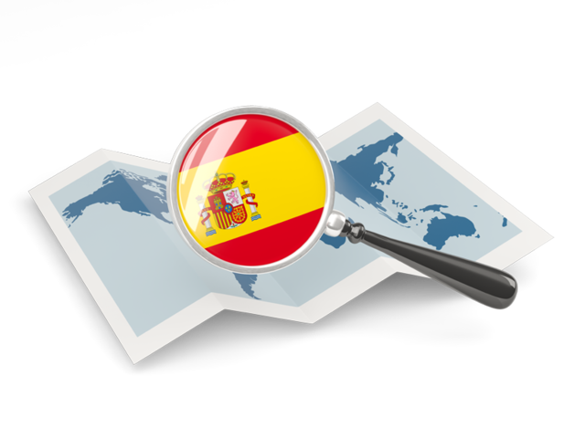 Magnified flag with map. Download flag icon of Spain at PNG format