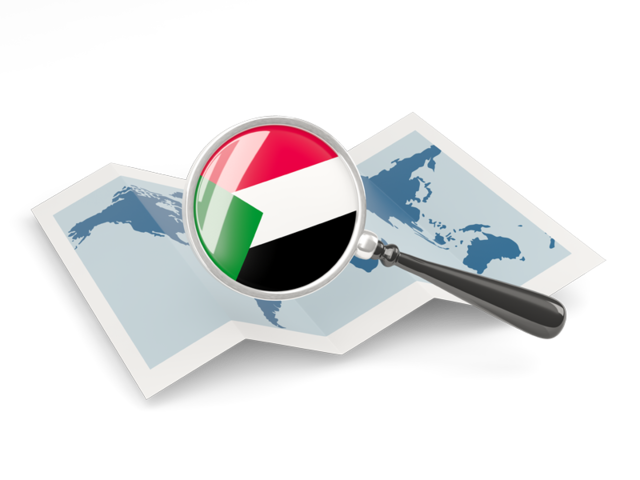 Magnified flag with map. Download flag icon of Sudan at PNG format