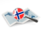 Svalbard and Jan Mayen. Magnified flag with map. Download icon.