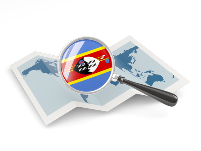 Magnified flag with map. Download flag icon of Swaziland at PNG format