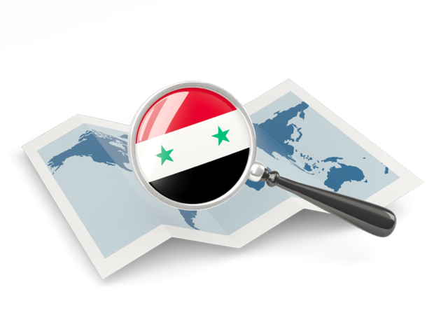 Magnified flag with map. Download flag icon of Syria at PNG format