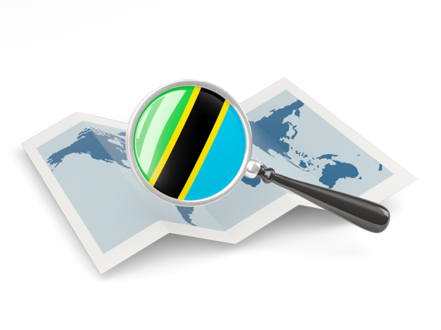 Magnified flag with map. Download flag icon of Tanzania at PNG format