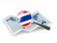 Thailand. Magnified flag with map. Download icon.