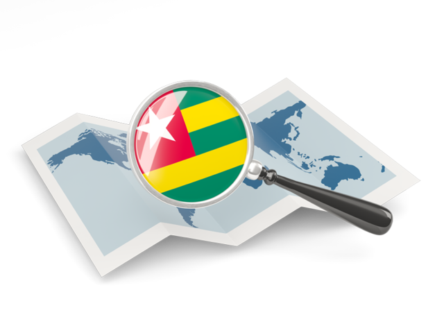 Magnified flag with map. Download flag icon of Togo at PNG format