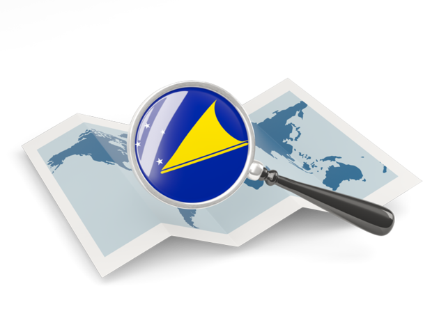 Magnified flag with map. Download flag icon of Tokelau at PNG format