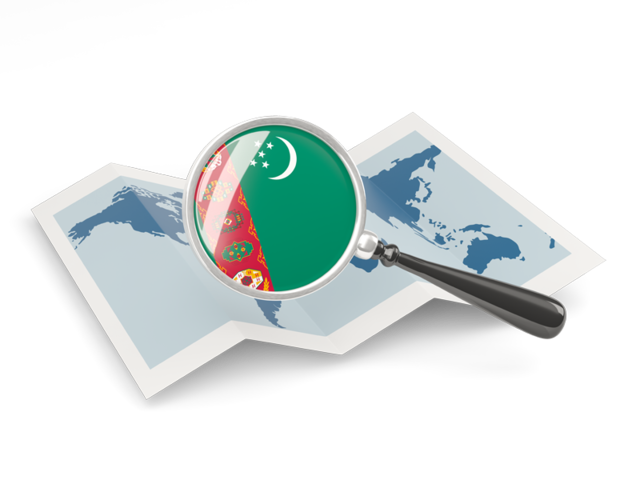 Magnified flag with map. Download flag icon of Turkmenistan at PNG format