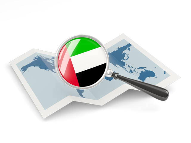 Magnified flag with map. Download flag icon of United Arab Emirates at PNG format