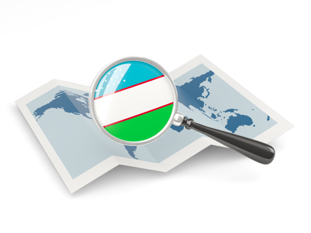 Magnified flag with map. Download flag icon of Uzbekistan at PNG format