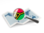 Vanuatu. Magnified flag with map. Download icon.