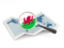 Wales. Magnified flag with map. Download icon.