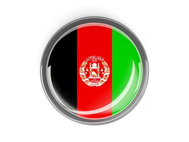Metal framed round button. Download flag icon of Afghanistan at PNG format