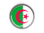 Algeria. Metal framed round button. Download icon.