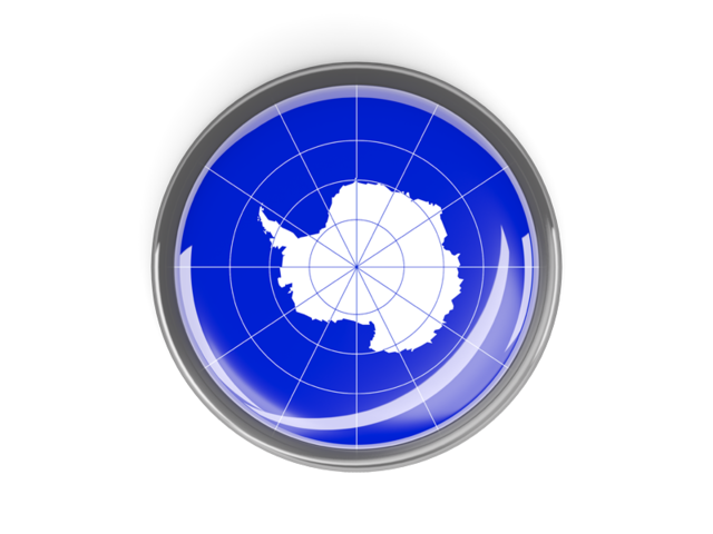 Metal framed round button. Download flag icon of Antarctica at PNG format