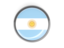 Argentina. Metal framed round button. Download icon.