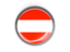 Austria. Metal framed round button. Download icon.