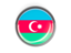 Azerbaijan. Metal framed round button. Download icon.